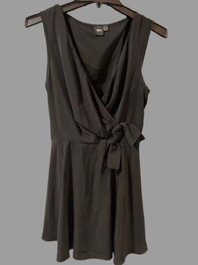 ASOS Black Wrap Dress Sleeveless Tie Waist Mini Flowy Casual Chic Sz 8